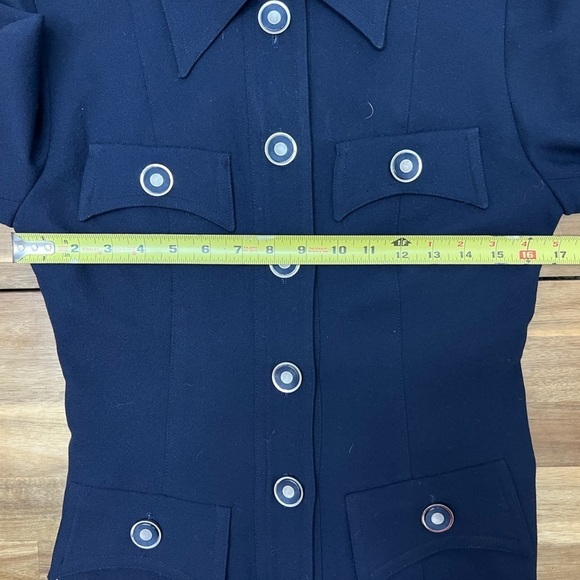 Vintage MICHAEL 100% Wool High Quality Button Front Black Blazer Fully Lined 2 - Picture 9 of 10